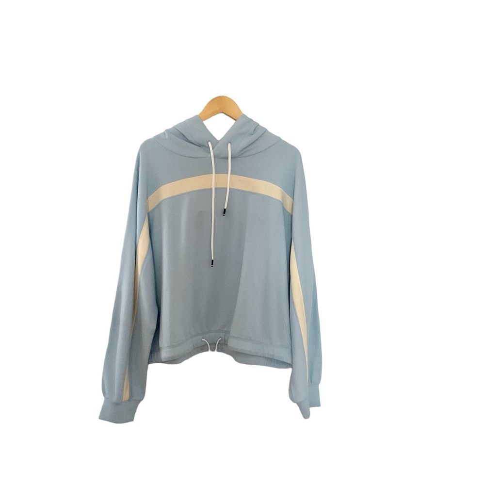 Fourlaps Oversized Stripe‎ Hoodie Sweatshirt Blue Cream Size XXL